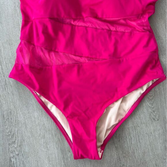 Swimsuits For All Hot Pink Magenta One Piece Bathing Suit Women’s 16 - Picture 3 of 8